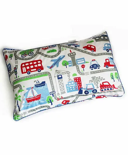 Silverlinen Cotton Zippered Single Pillow Cover Busy Street Print - Mutlicolor