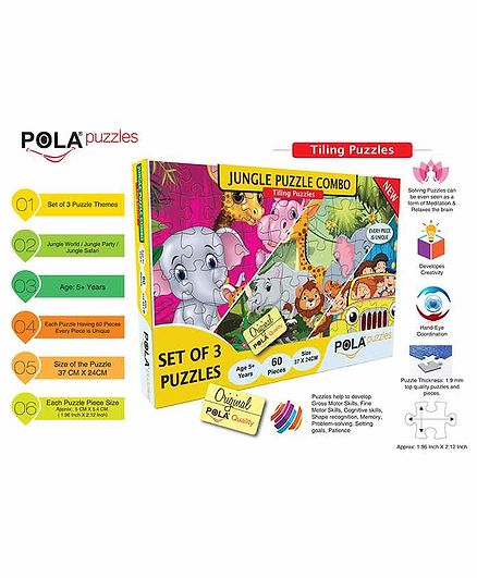 Pola Puzzles 3 in 1 Jungle Jigsaw - 60 Pieces Each