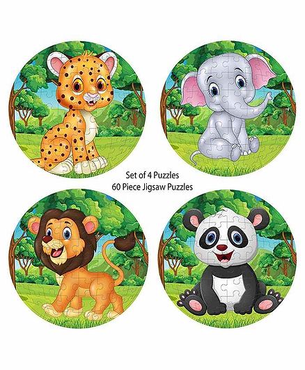 Pola Puzzles Circular Animal Jigsaw Multicolor Set of 4 - 60 Pieces Each