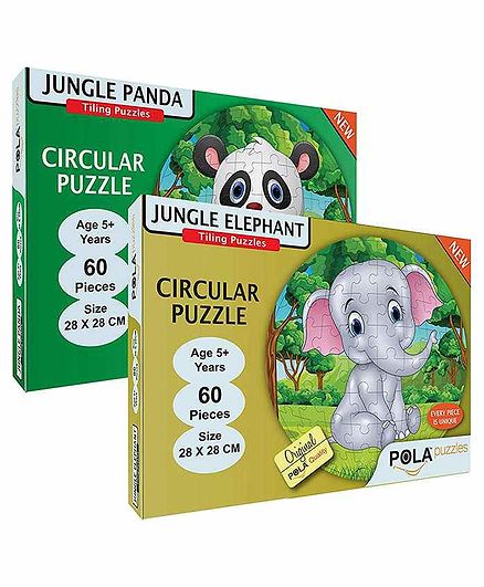 Pola Puzzles Panda & Elephant Jigsaw Pack of 2 - 60 Pieces Each