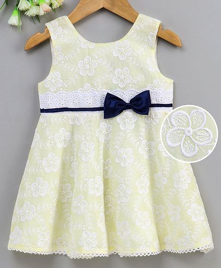 Enfance Core Sleeveless Flower Schiffli Dress - Yellow