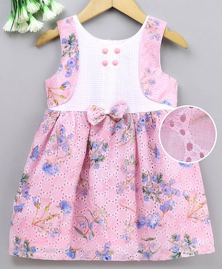 Enfance Core Sleeveless Flower Printed Dress - Pink