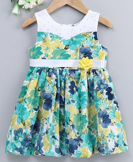 Enfance Core Sleeveless Flower Printed Dress - Green