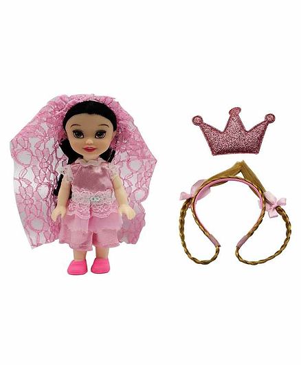 Emob Princess Doll with Hair Band - Height 16 cm (Colour May Vary)
