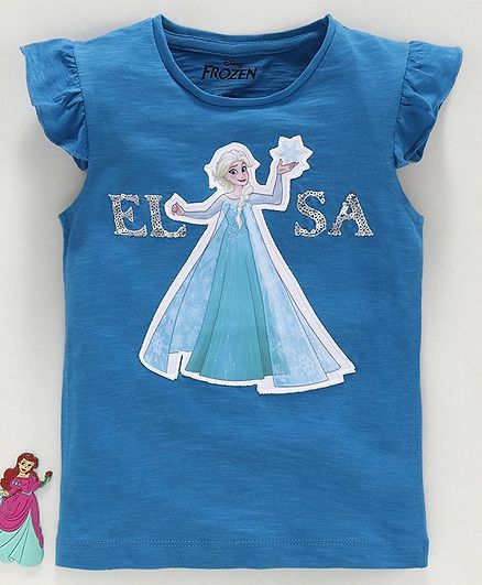 Disney Frozen Short Sleeves Top Elsa Patch - Blue