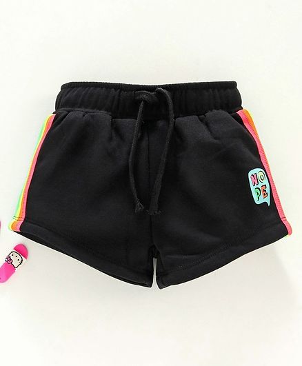 Vitamins Shorts with Drawstring Text Print - Black
