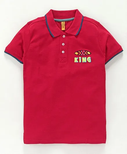 ParrotCrow Half Sleeves King Print Tee - Red