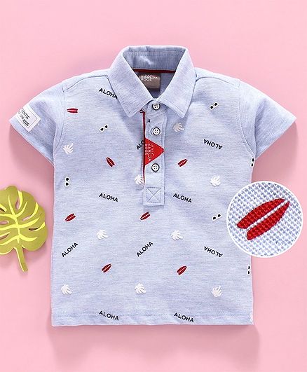 Little Kangaroos Half Sleeves T Shirt Multi Print - Blue