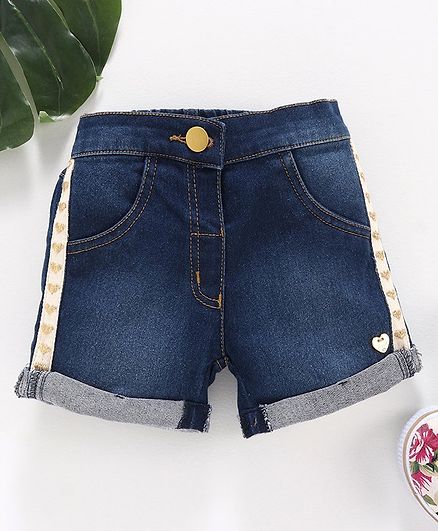 Little Kangaroos Solid Color Denim Shorts - Dark Blue