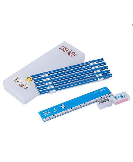 Webby Pencil Box With Stationary - White