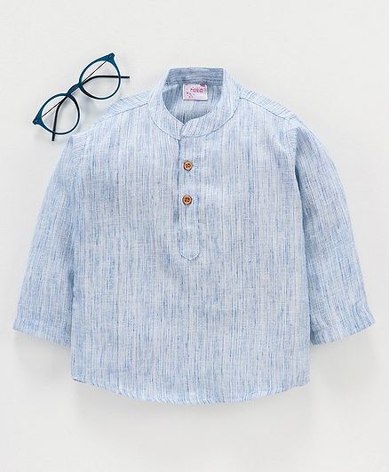 Ridokidz Full Sleeves Solid Kurta - Light Blue