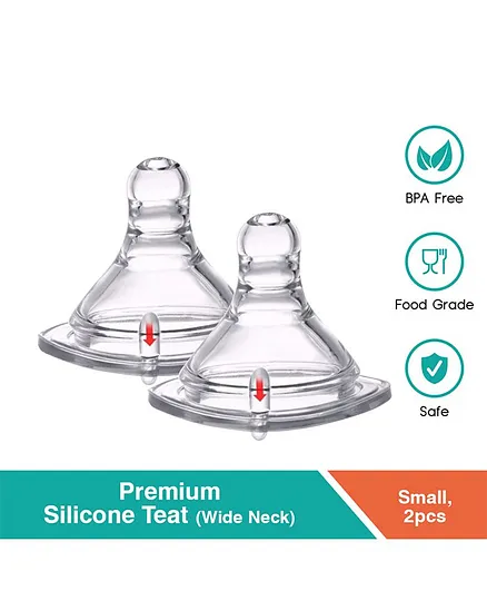 Buddsbuddy Premium Small Size Anti Colic BPA Free Silicone Teat Fast Flow White Pack of 2