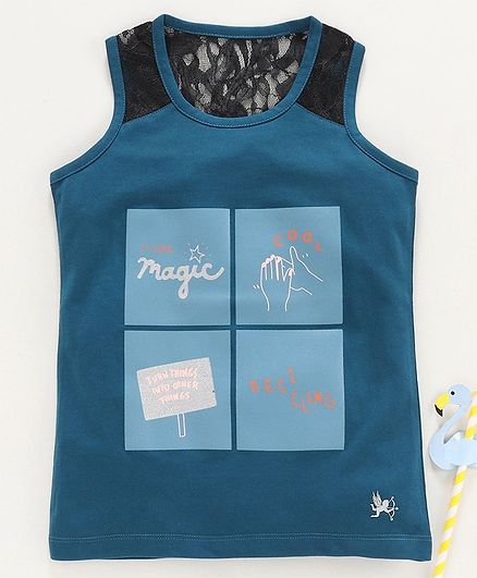 Stupid Cupid Magic Printed Sleeveless Top - Blue