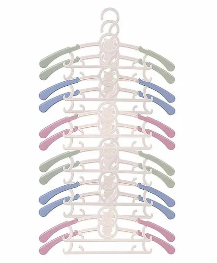 Wishkey Telescopic Adjustable Anti Slip Plastic Hanger with Hooks Set of 12 - Multicolor