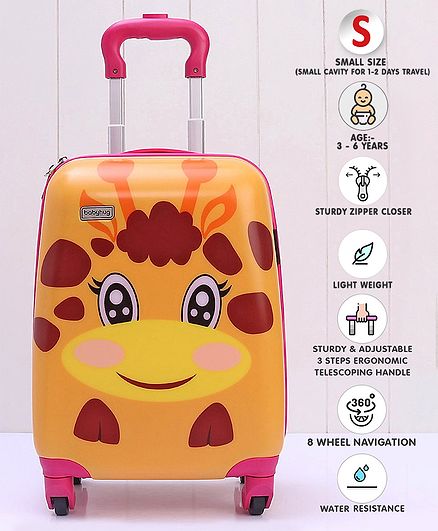 Babyhug Kid's Trolley Bag Giraffe Print 18 Inches - Orange