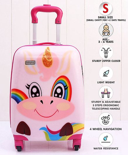 Babyhug Kid's Trolley Bag Unicorn Print - Pink