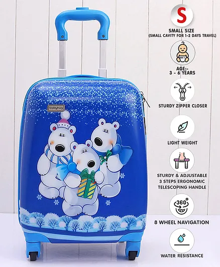 Babyhug Kid's Small 1 Day Trip Trolley Bag Polar Bear Print - 18 Inches