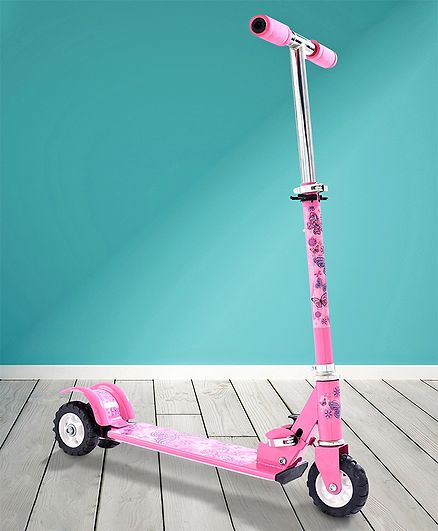 Three Wheel Kid Scooter Butterfly Print - Pink