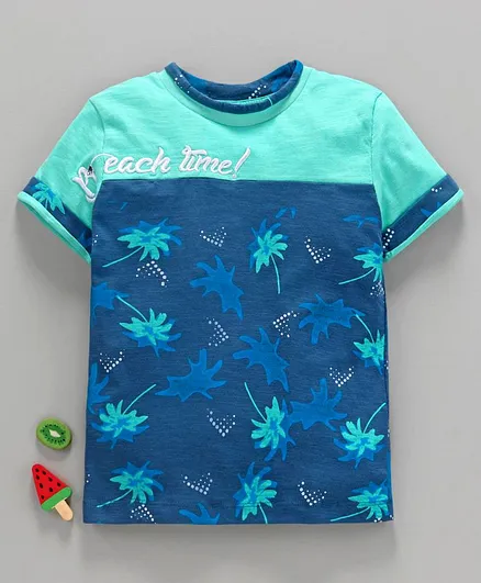 Under Fourteen Only Half Sleeves Splash Print Tee - Blue