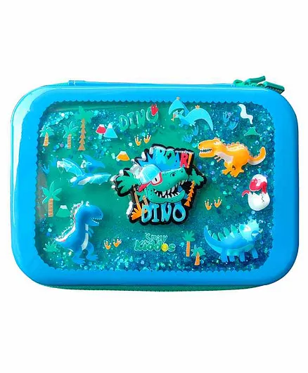 Smilykiddos Dino Themed Hard Top Pencil Case - Blue