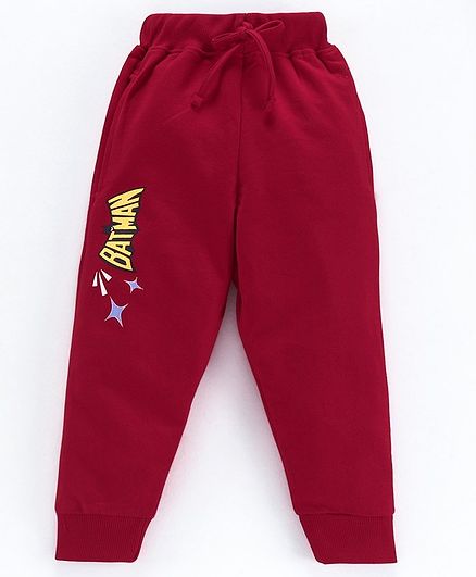 Eteenz Full Length Lounge Pant Batman Logo Print - Maroon