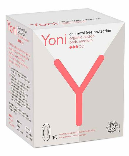 Yoni Organic Cotton Pads Medium Flow - 10 Pieces