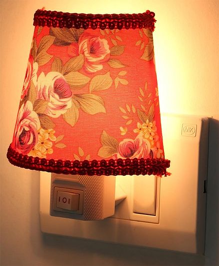 Baby Night Lamp with Lace Floral Print - Red