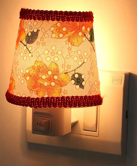 Baby Night Lamp with Lace Floral Print - Orange