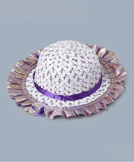 TMW Kids Shimmer Finish Brocade Lace Hat - Purple