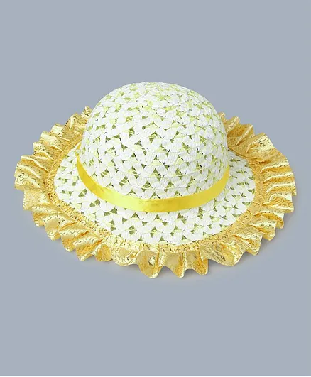 TMW Kids Shimmer Finish Brocade Lace Hat - Yellow