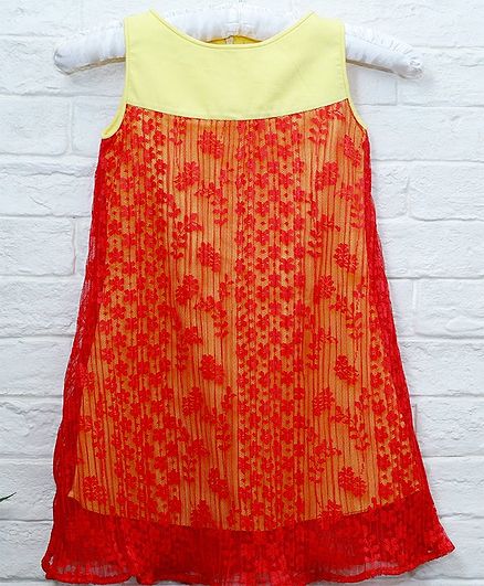 Mish Organic Flower Lace Detailing Sleeveless Organic Cotton Dress - Yellow