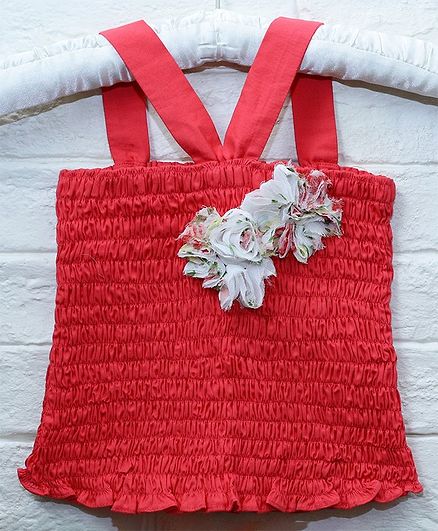 Mish Organic Flower Detailing Sleeveless Organic Cotton Top - Pink