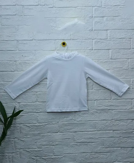 Mish Organic Solid Full Sleeves Organic Cotton T-Shirt - White