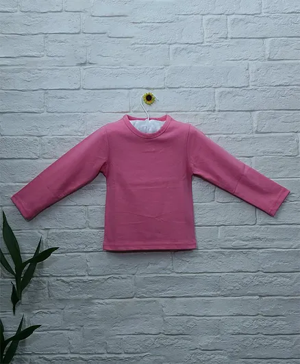 Mish Organic Solid Full Sleeves Organic Cotton T-Shirt - Pink