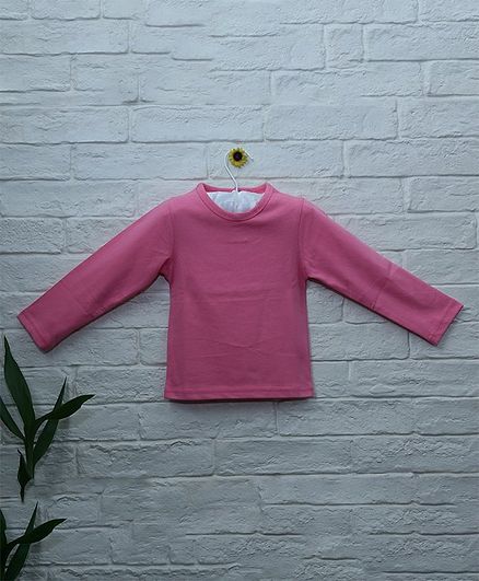 Mish Organic Solid Full Sleeves Organic Cotton T-Shirt - Pink