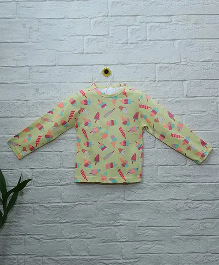 Mish Organic Ice Cream Printed Full Sleeves T-Shirt - Yellow
