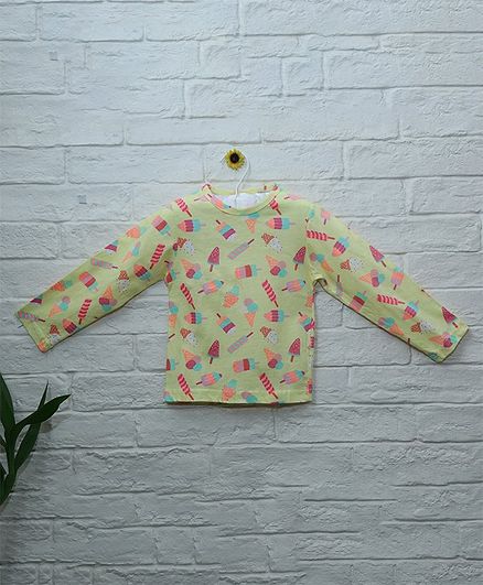 Mish Organic Ice Cream Printed Full Sleeves T-Shirt - Yellow