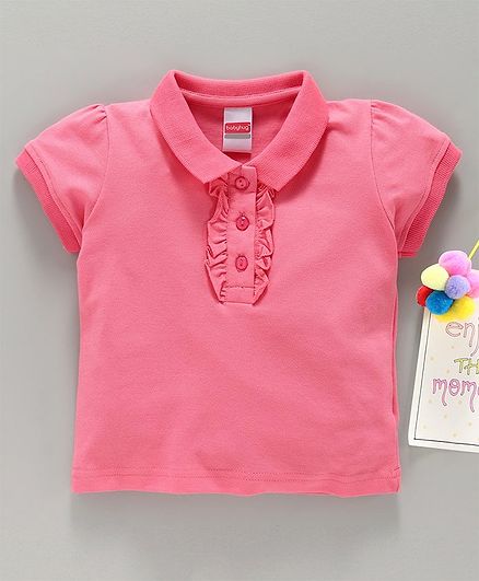 Babyhug Short Sleeves Solid Tee - Pink