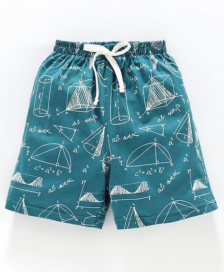 Doreme Shorts with Drawstring Geometric Print - Blue