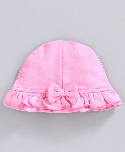 Babyhug Cap with Bow and Frill - Pink