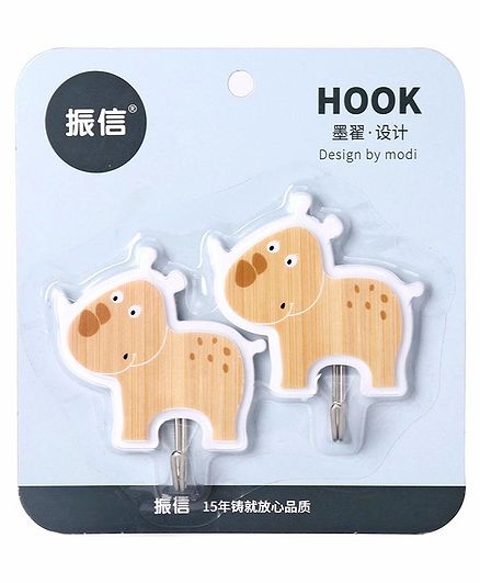 Hippo Shaped Wall Hook Pack of 2 - Cream