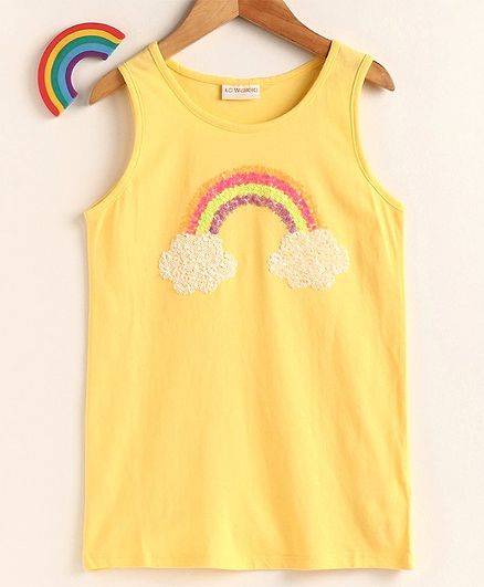 LC Waikiki Rainbow Sequin Embellished Sleeveless Top - Yellow