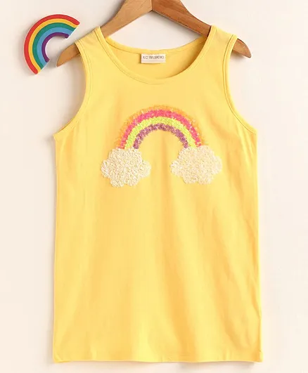 LC Waikiki Rainbow Sequin Embellished Sleeveless Top - Yellow