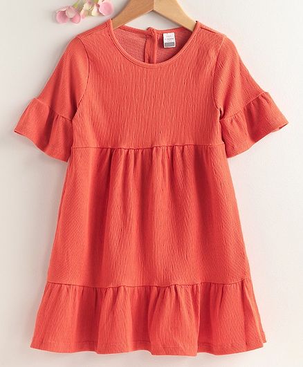 LC Waikiki Half Sleeves Solid Dress - Orange