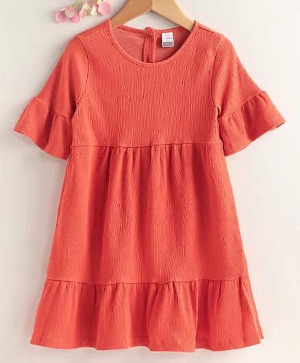 LC Waikiki Half Sleeves Solid Dress - Orange