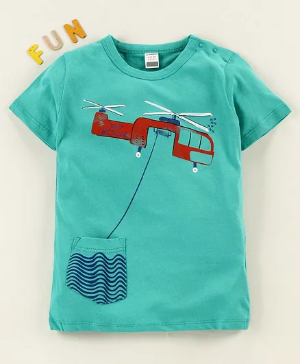 LC Waikiki Half Sleeves Helicopter Printed Tee - Sea Green