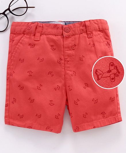 LC Waikiki Airplane Print Shorts - Red