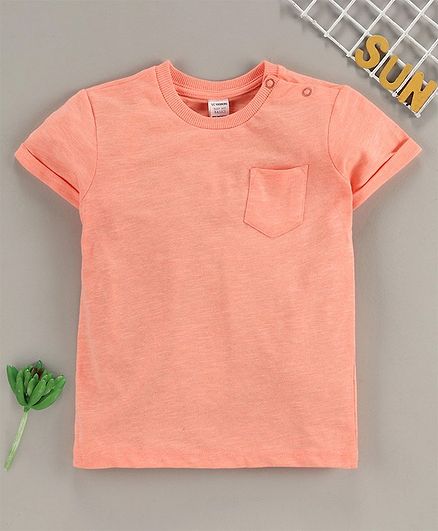 LC Waikiki Solid Half Sleeves Tee - Neon Coral