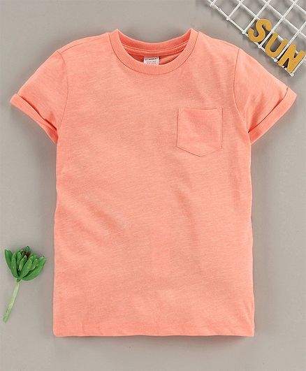 LC Waikiki Solid Half Sleeves Tee - Neon Coral