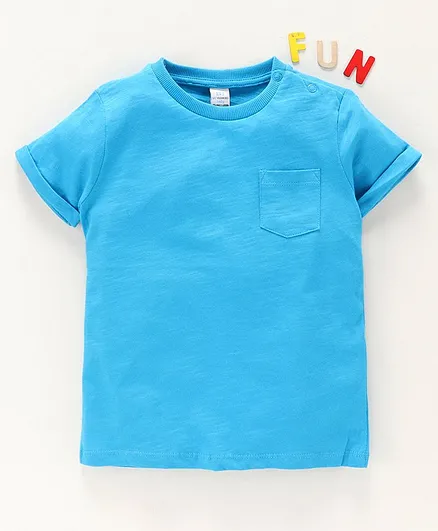 LC Waikiki Half Sleeves Front Pocket T-Shirt - Turquoise